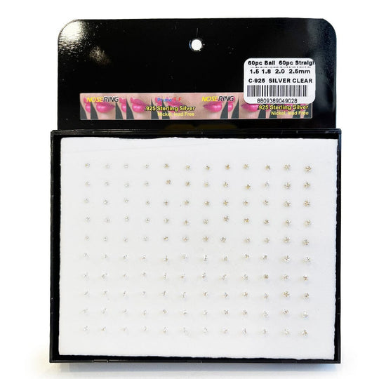 120 PC Nose Ring Silver Clear (1 unit)