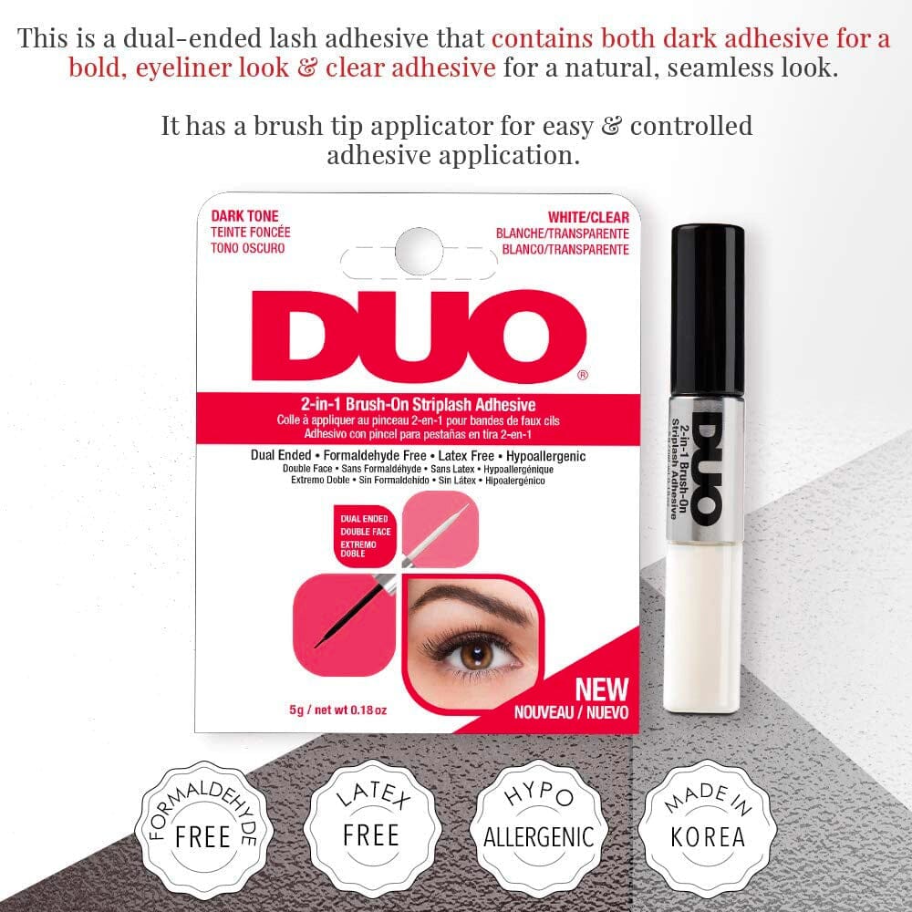 2-In-1 Brush-On Striplash Adhesive Dark & Clear (6 units)