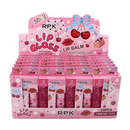 2-in-1 Lip Gloss & Lip Balm Set 0801 (24 units)