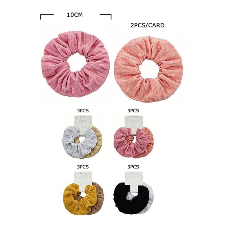 2-Piece Velvet Scrunchie Hair Tie Set 10765S (12 units)