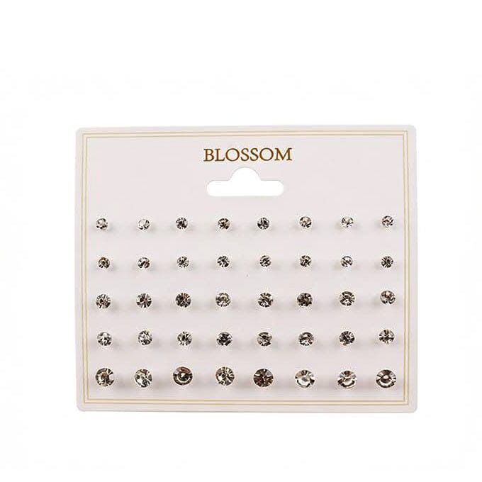 20-Pair Crystal Stud Earrings Set 4614CL (12 units)