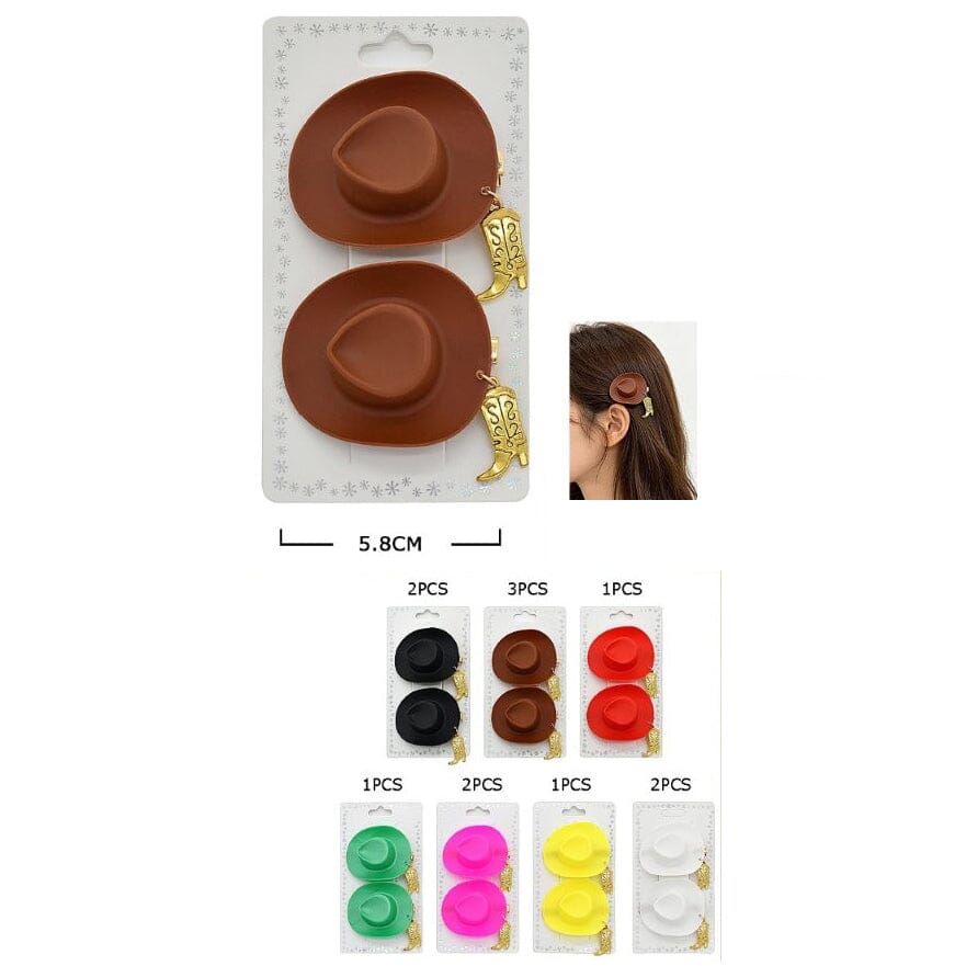2PCS Cowboy Hat Hair Clip Set 10900M (12 units)