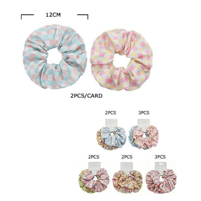 2PCS Pastel Checkered Scrunchie Set 10764S (12 units)