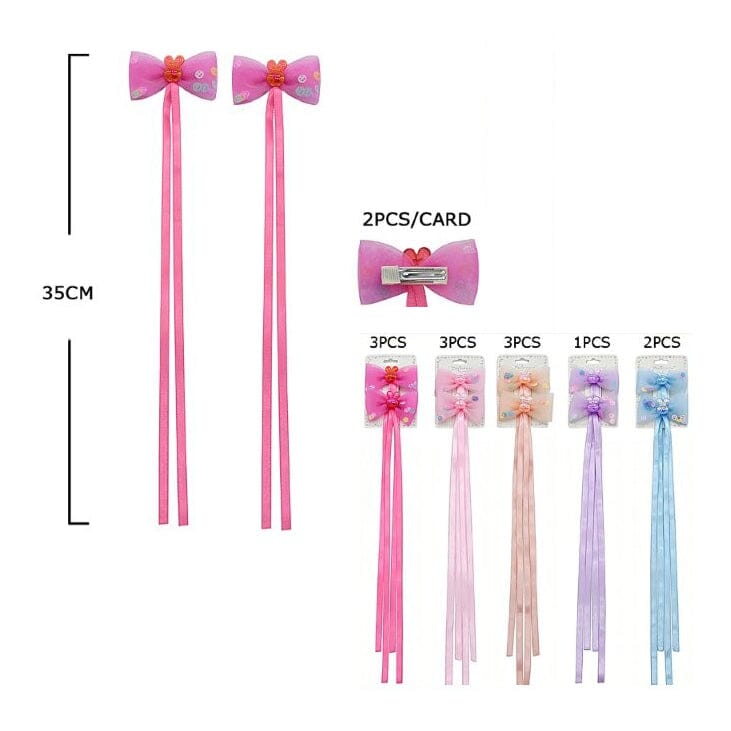 2PCS Ribbon Bow Hair Clip Set 1190S (12 units)