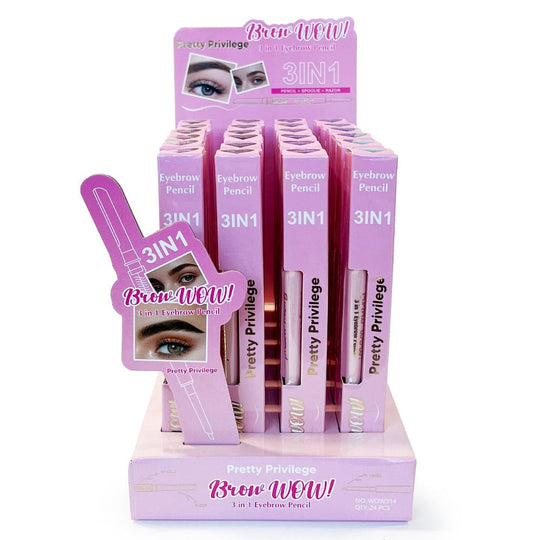 3-in-1 Brow Pencil + Razor + Spoolie (24 Units)