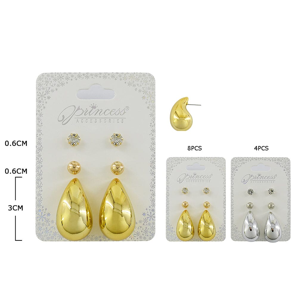 3-Pair Teardrop & Stud Earring Set 1250GS (12 units)