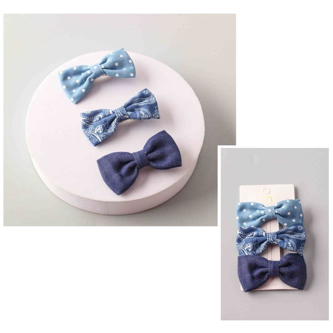 3-Piece Blue Charm Bow Hair Clip Set 13447DM (12 units)