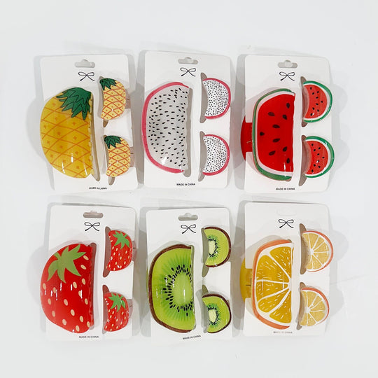 3-Piece Fruit Hair Clip Set 17376 (12 units)