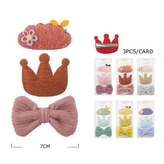 3PC Crown Bow Hair Pin Set 373M ( 12 units)