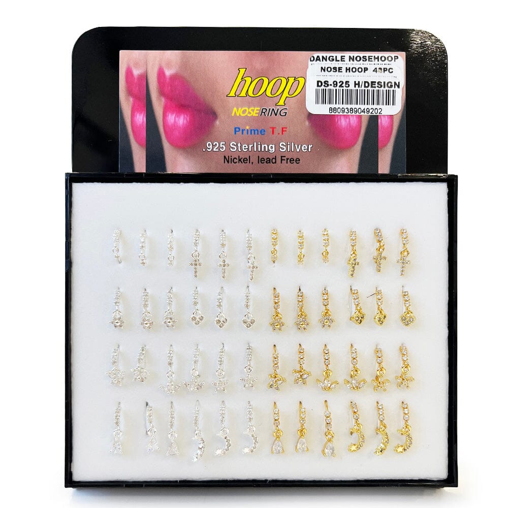 48 PC Hoop Nose Ring Gold, Silver Mix (1 unit)