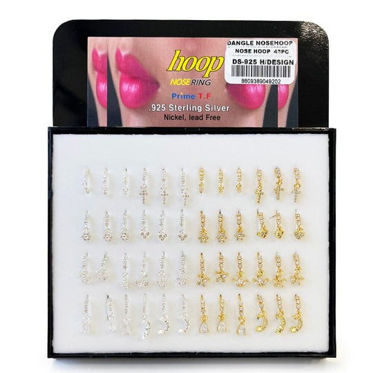 48 PC Hoop Nose Ring Gold, Silver Mix (1 unit)