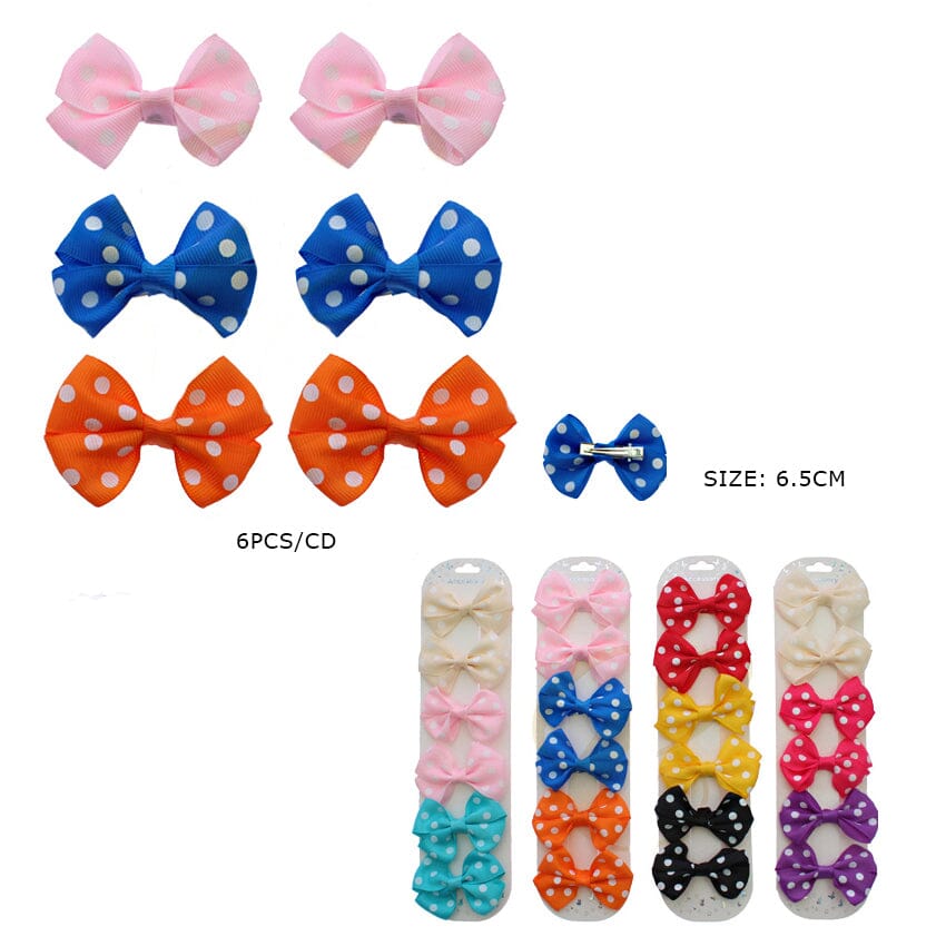 6PCS Polka Dot Bow Hair Clip Set 1051R (12 units)
