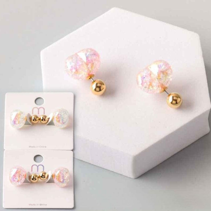 AB Bubble Heart Bead Back Earring 38733 (12 units)