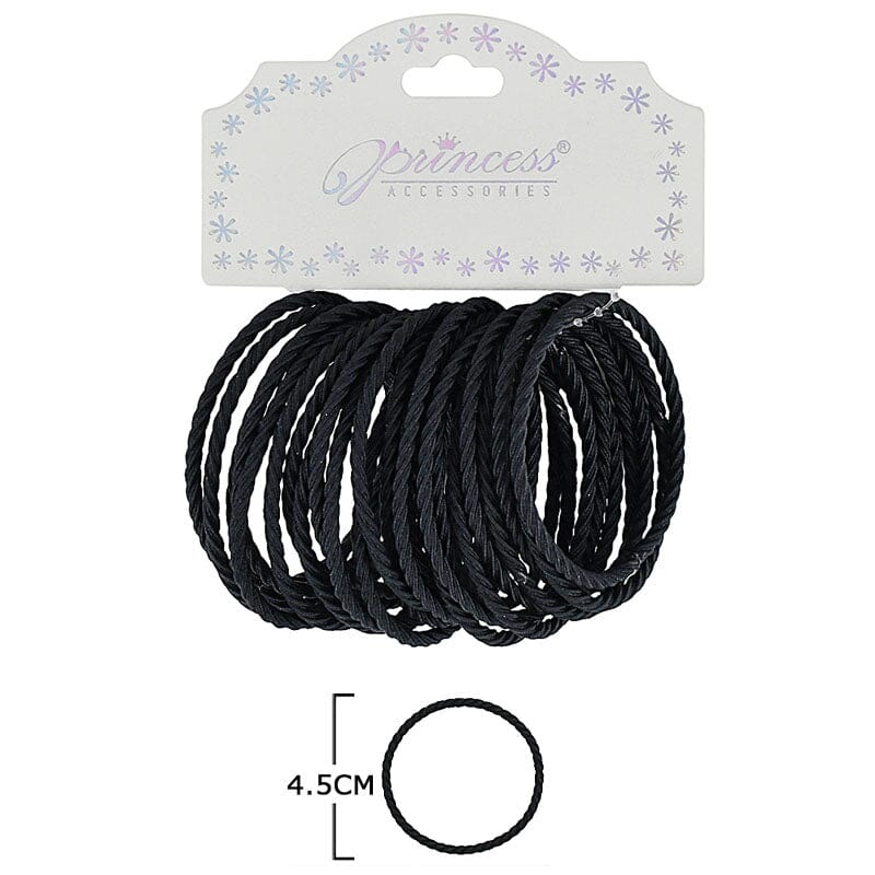 All Black 24 PC Rubble Hair Band 016B (12 units)