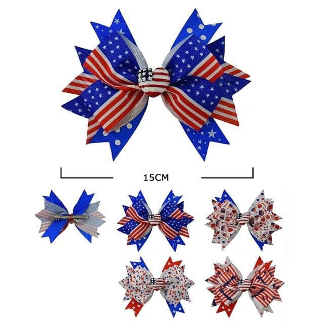 American Flag Hair Bows Layered Styles 1042 (12 units)