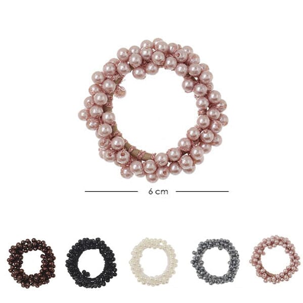 Basic Tone Pearl Beaded Hair Tie 3419-BCX (12 units)