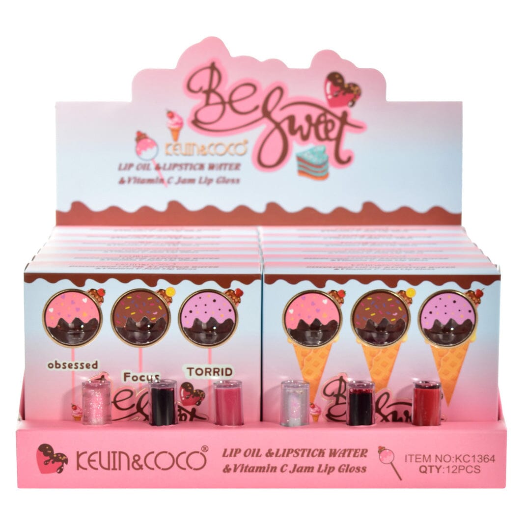 Be Sweet Lip Oil & Lipstick Water & Vitamin C Jam Lip Gloss (12 units)