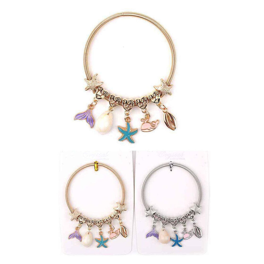 Beach-Themed Starfish & Shell Charm Bracelet 3286 (12 units)