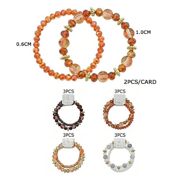 Beaded Stretch Bracelet 2PCS Set 7108SN (12 units)