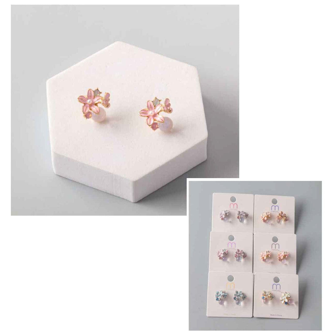 Blossom Pearl Drop Stud Earrings 39545 (12 units)