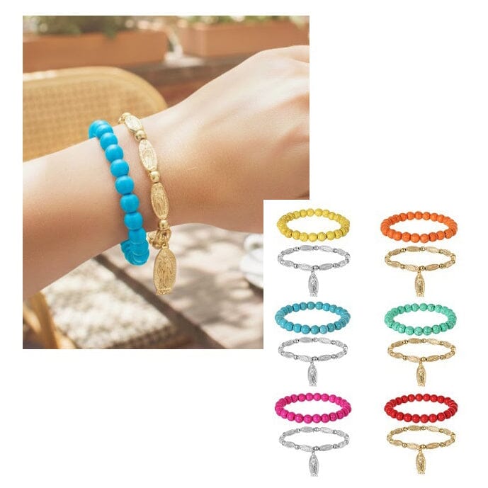 Boho Beaded Bracelet Set with Charm  1261 (12 units)