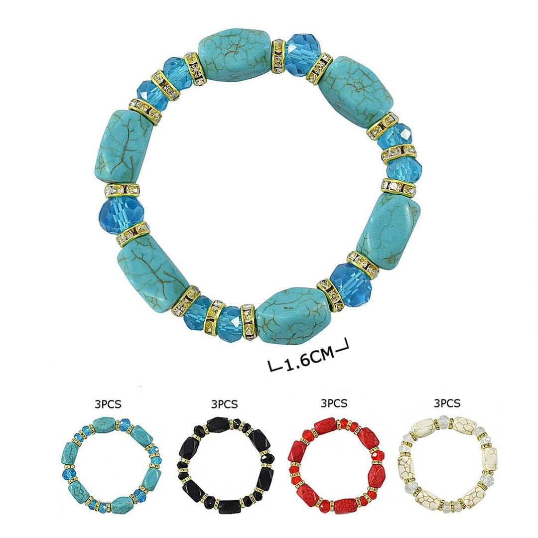 Boho Turquoise Stone Beaded Stretch Bracelet 43290S (12 units)