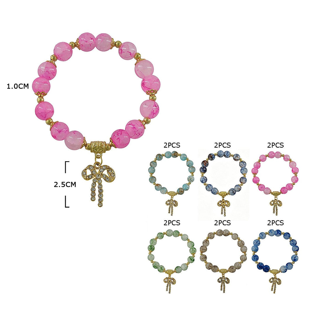 Boutique Beaded Bow Charm Bracelet 43691Y (12 units)