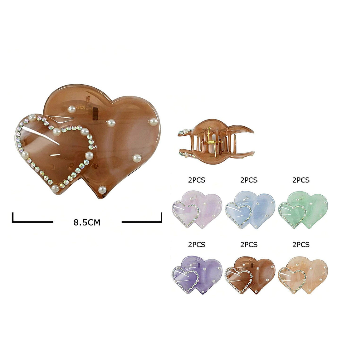 Boutique Heart Pearl Hair Claw Clip 11525M (12 units)