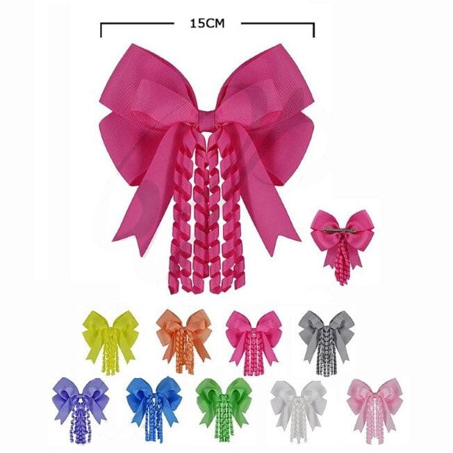Braided Tail Ribbon Bow Hair Clip 29545P (12 units)