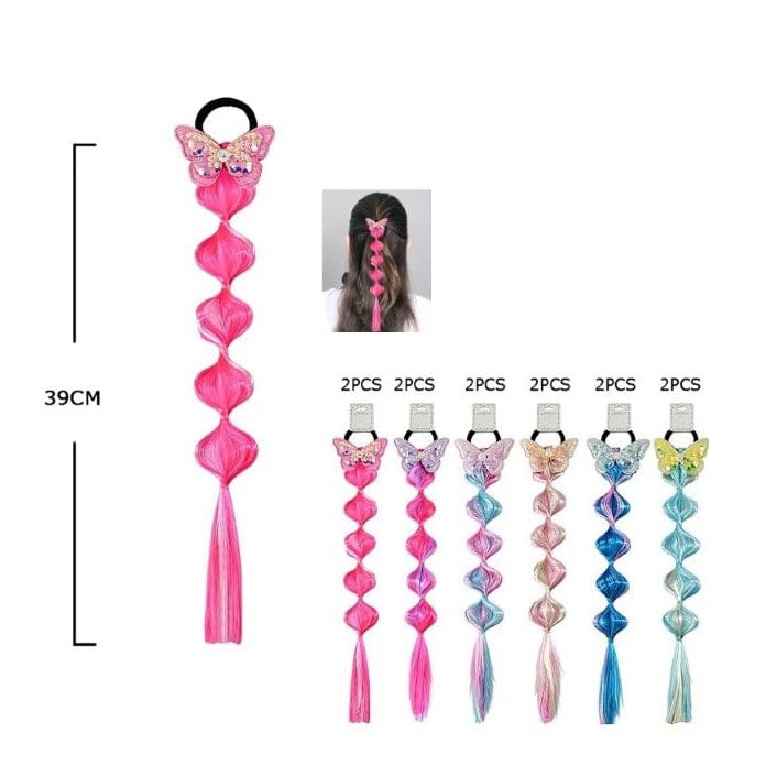 Butterfly Braided Hair Extension Ponytail Tie 1119A (12 units)