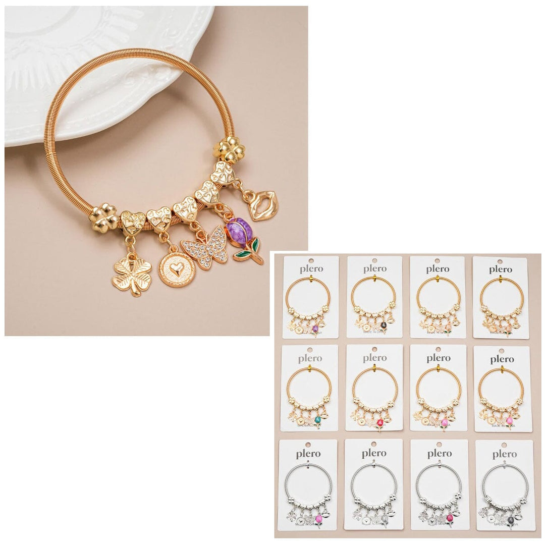 Butterfly & Floral Charm Bracelet 2194 (12 units)