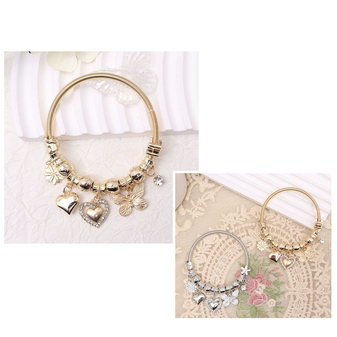 Butterfly Heart Charm Bangle Bracelet 1462 (12 units)