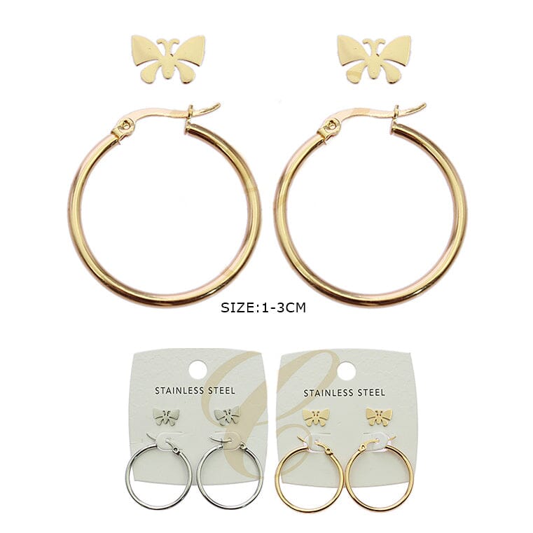 Butterfly Hoop Earrings Set 0095GS (12 units)