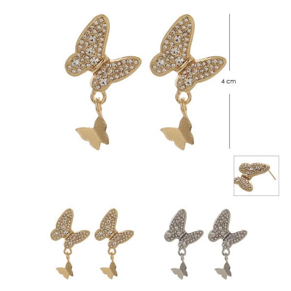 Butterfly Stone Dangle Earrings 9871 (12 units)
