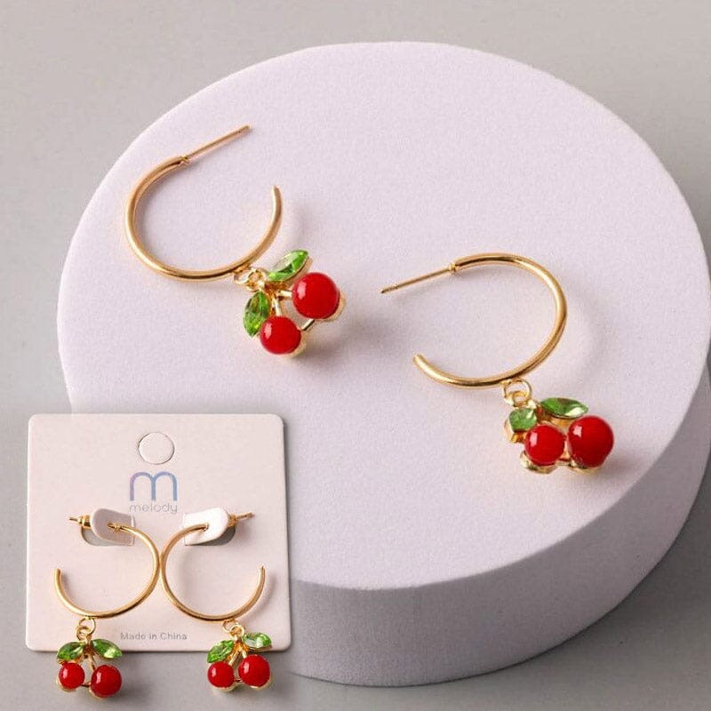 Cherry Charm Hoop Earring 38374 (12 units)