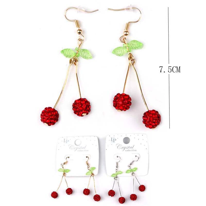 Cherry Rhinestone Drop Earrings 0861 (12 units)