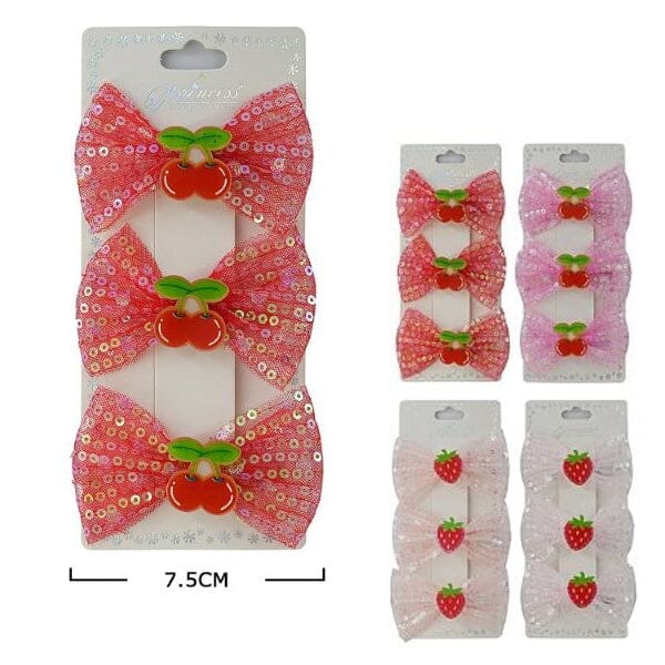 Cherry, Strawberry 3PC Hair Bow 10204M (12 units)