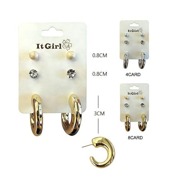 Classic Hoop & Stud 3PR Earring Set 4182 (12 units)