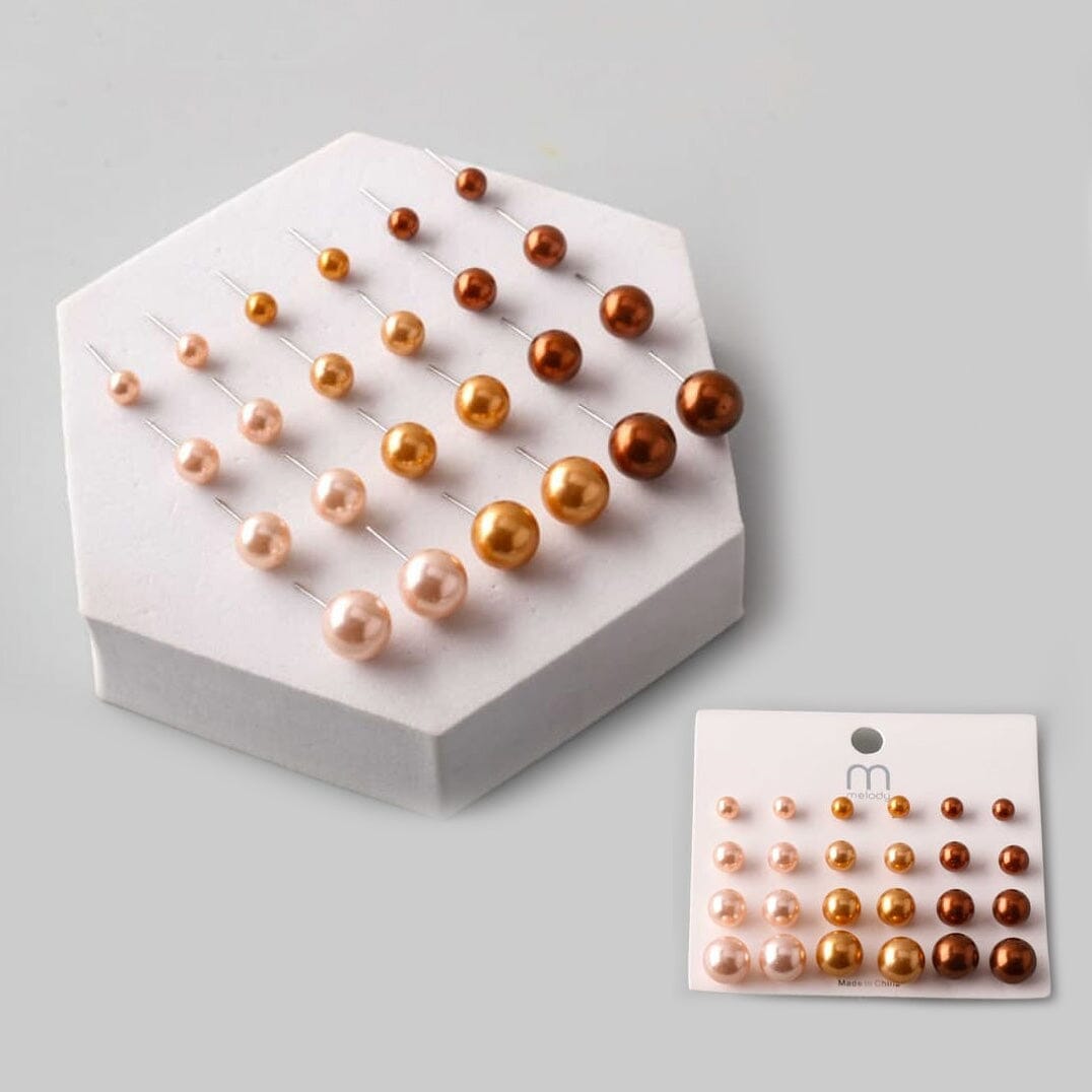 Classic Pearl Stud Earrings Set 39939 (12 units)