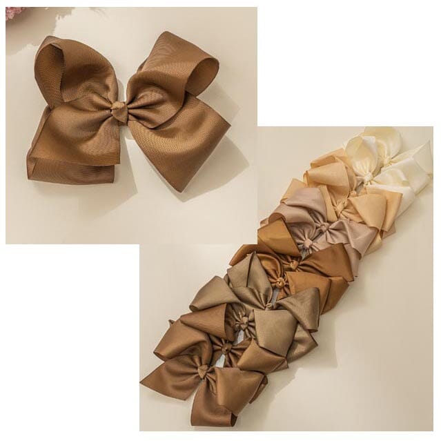 Classic Ribbon Bow Hair Clip - Brown Tone 2032BR1 (12 units)