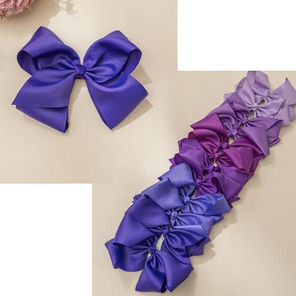 Classic Ribbon Bow Hair Clip - Purple Tone 2032PU1 (12 units)