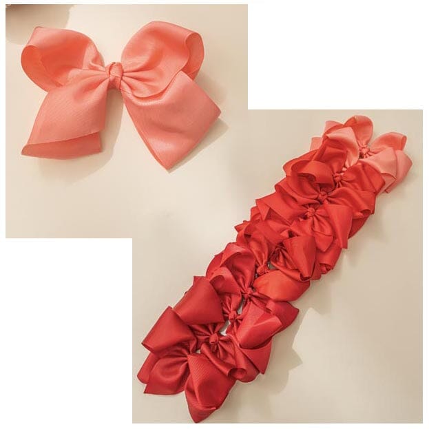 Classic Ribbon Bow Hair Clip - Red Tone 2032RED1 (12 units)