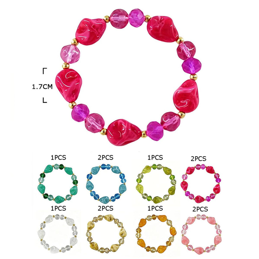 Colorful Acrylic Stone Beaded Stretch Bracelet 43761S (12 units)