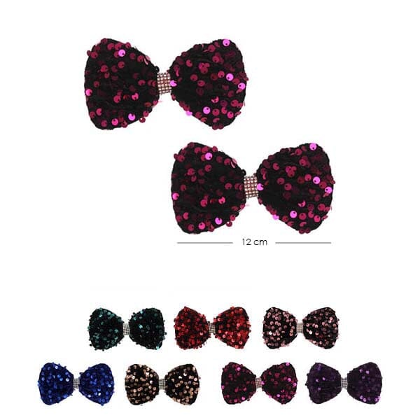 Colorful Dark Tone Sequin Hair Bow 7443 ( 24 units)
