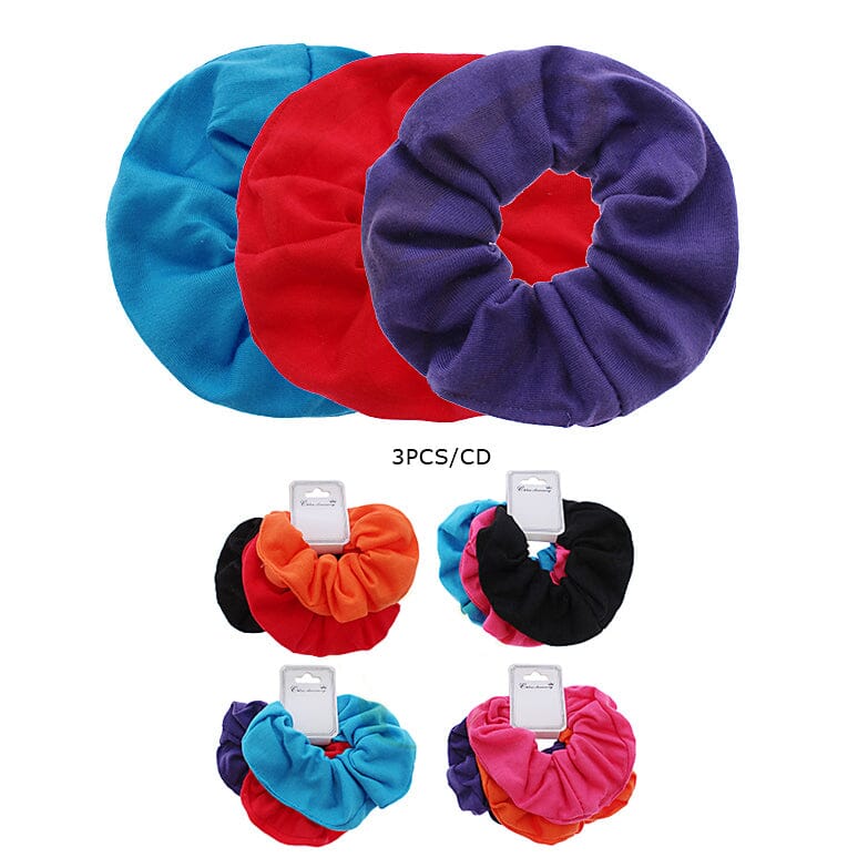 Cotton Hair Scrunchies 3PC Set 0003R (12 units)