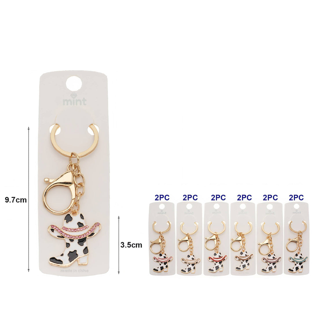 Cow Print Cowboy Hat Keychain 51825 (12 units)