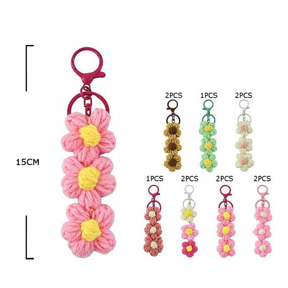Crochet Daisy Flower Keychain 75779  (12 units)