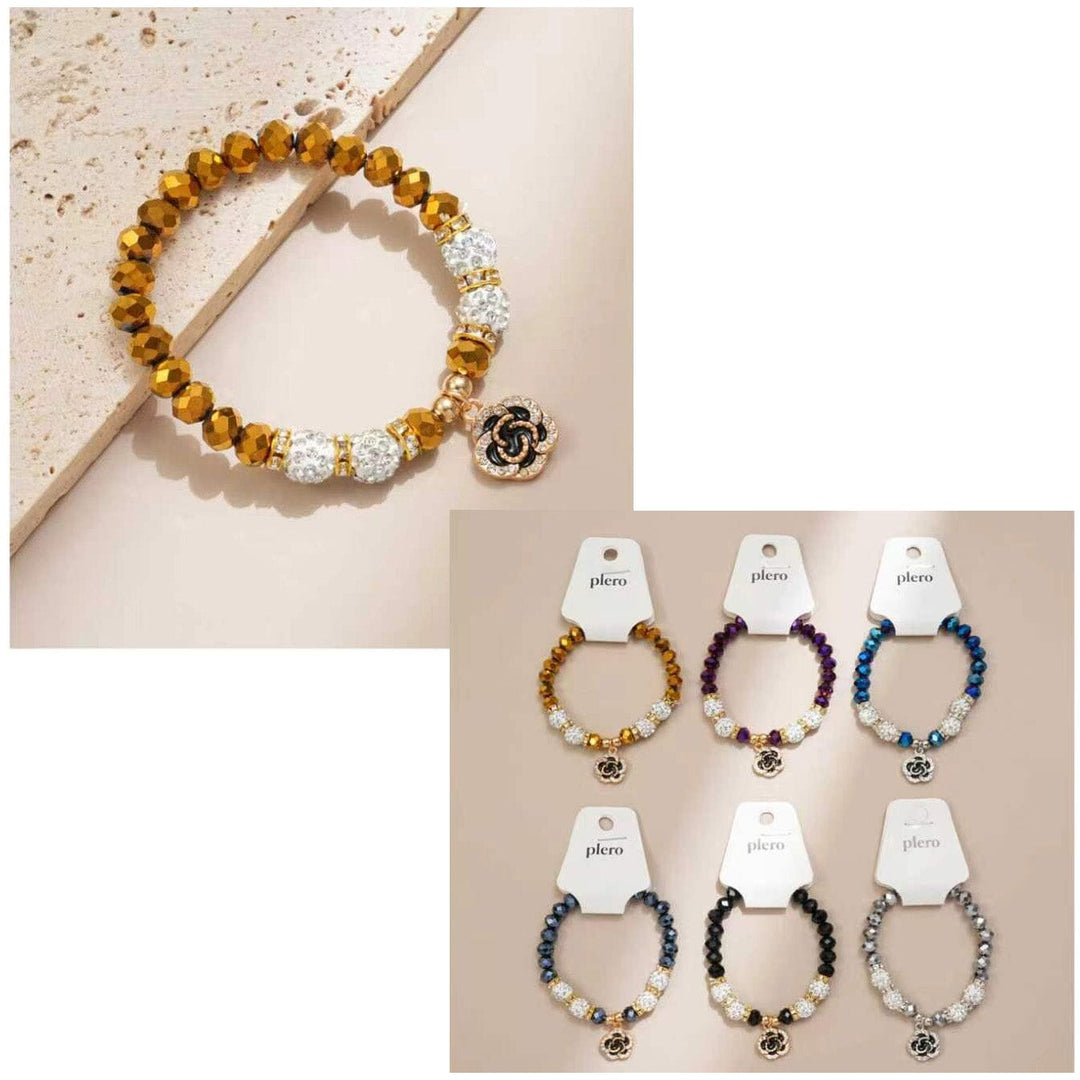 Crystal Beaded Charm Stretch Bracelet 2116 (12 units)