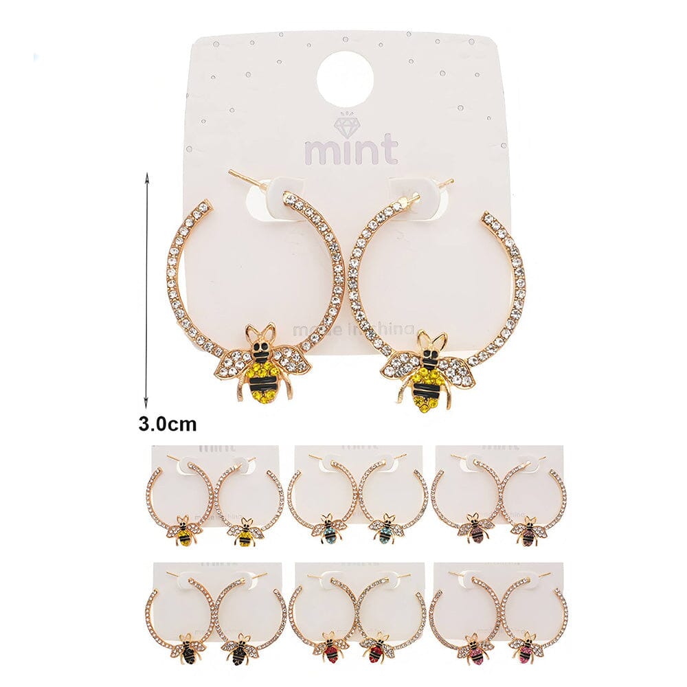 Crystal Bee Hoop Earrings 50898 (12 units)