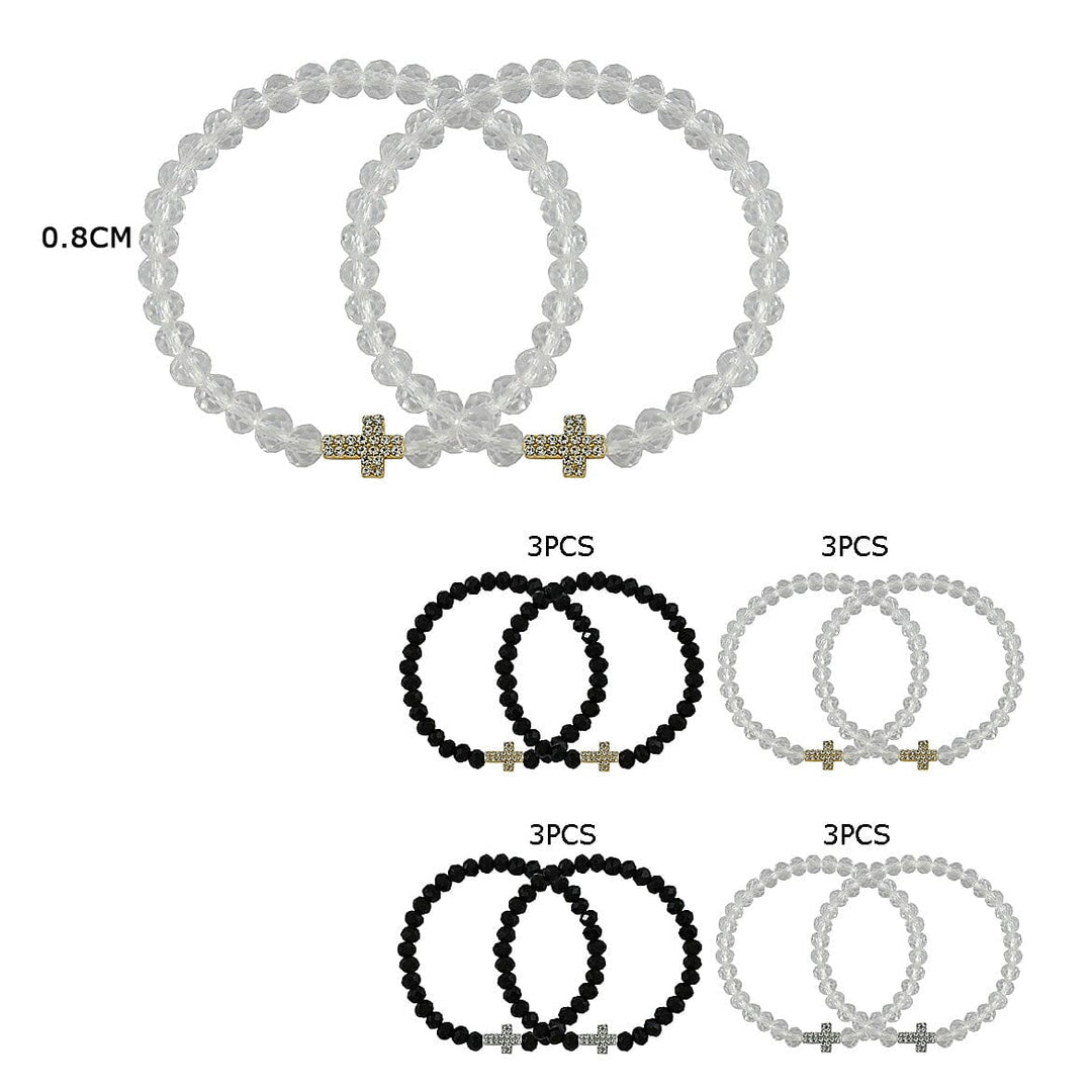 Crystal Cross Stretch Bracelet Set 43752BKG (12 units)